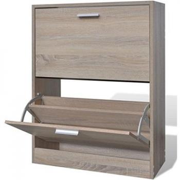 vidaXL Zapatero Madera Color Roble con 2 Compartimentos