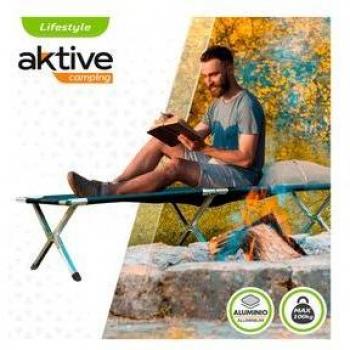 Cama De Camping Aktive Plegable 100Kg Negro 42X190x64 Cm