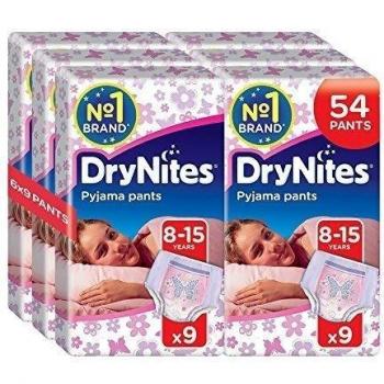 Huggies Pantalones de pijama DryNites para niñas, ropa de dormir para niños de 8 a 15 años