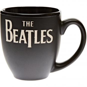 The Beatles Drop T Band White Logo Matt Black Coffee Gift Mug Engraved Official