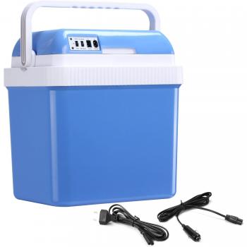 Outsunny Nevera Termoeléctrica Portátil 24L Azul con Funciones de Enfriamiento y Calentamiento para Coche, 220-240V/12V DC, Dimensiones 40x