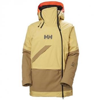 Helly Hansen Women's Waterproof Hooded Ski Jacket Powchaser Asym with PrimaLoft Insulation in Sand, XS
