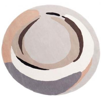 Alfombra de área redonda de lana multicolor ⌀ 140 cm Sargodha, forma orgánica irregular