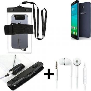 Estuche estanco al agua con entrada de auriculares para Alcatel One Touch Idol 2 S + auricular incluido, transparente | Trotar bolsa de playa al aire libre caja brazalete del teléfono caso de cáscara bajo playa - K-S_Trade