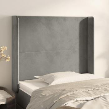 Cabecero con orejas de terciopelo gris claro 83x16x118/128 cm vidaXL - Gris