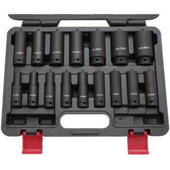 Set de vasos para llaves de impacto, 1/2 pulgadas, 10 - 32 mm, 16 piezas