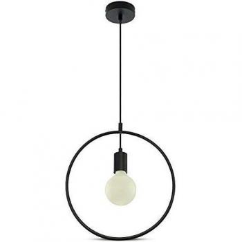 Lámpara Colgante Circular de Metal Negro Mate con Portalámpara E27 Máx 60W