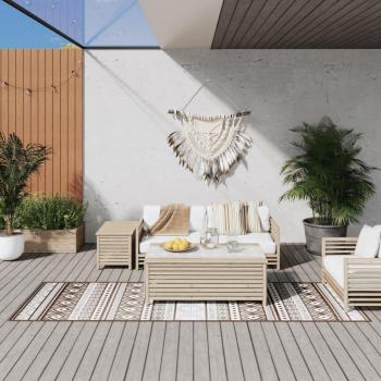Alfombra exterior reversible marrón y blanca 80x250 cm Vidaxl