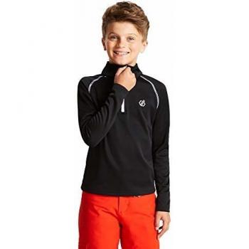 Dare 2b Forro polar unisex para niños con forro polar elástico y parte trasera cálida de secado rápido con media cremallera., Unisex niños, Forro polar, DKL360 800C11, negro, 11-12 años
