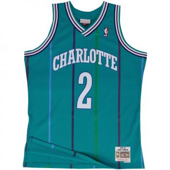 Camiseta Swingman NBA Mitchell & Ness Charlotte Hornets Larry Johnson #2 Teal 1992-93 Talla M