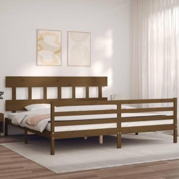 Cama solar sin colchón ámbar 200x200 madera maciza con estructura cama y cabecero de madera maciza marrón miel 200x200 cm Vidaxl Marrón