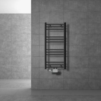 Radiador Toallero de Baño Sahara 400 x 800 mm Antracita Recto con Termostato y Conexión Central Universal