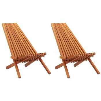 vidaXL Folding Outdoor Lounge Chairs 2 pcs Solid Acacia Wood