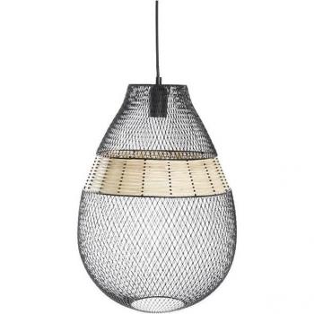 Lámpara de Techo con Diseño en Metal y Ratán Negro - Decoración Moderna para el Hogar