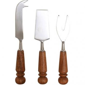 Set de 3 cuchillos Glamour Dorado para Queso