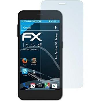 3 x atFoliX Lámina Protectora de Pantalla Archos 50 Power Película Protectora - FX-Clear ultra transparente