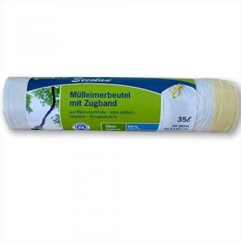 Secolan - 1x20 mülleimerbeutel con zugband 35 l Blanco