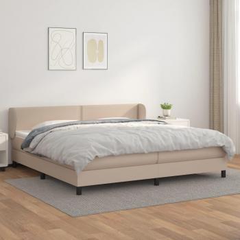 Cama Box Spring con Colchón de Cuero Sintético Cappuccino 200x200cm