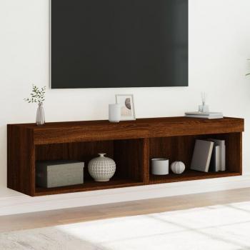 Mueble TV con luces LED 2 piezas Roble marrón 60x30x30cm