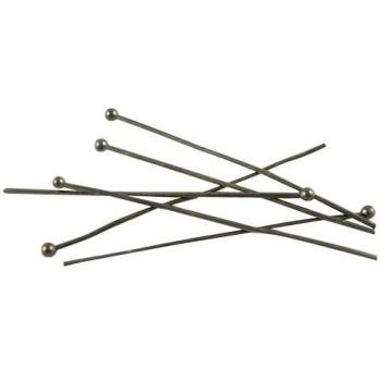 Pandahall 50 Piezas alfiler negro plateado con bola de laton