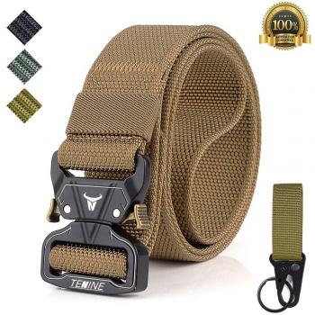 TENINE Cinturón Táctico, Cinturón Militar de Nailon de 1.5 Pulgadas Táctico Resistente con Correa de Metal de Liberación Rápida Para Equipo EDC Molle Táctica Cinturón