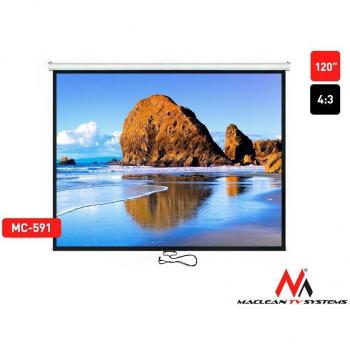 Pantalla de Proyección Maclean MC-591 120 4:3 Auto-Lock Blanca Mate para Pared o Techo 240x180 cm
