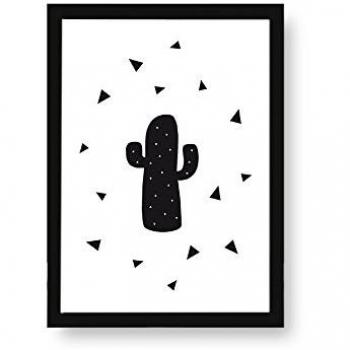Kenay Home Cactus Lámina A4, Papel, Blanco y Negro