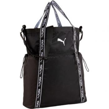 Bolso de fitness Puma AT Essentials mujer, color negro, diseño tote, material resistente, espacio amplio para equipamiento deportivo y uso diario