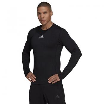 Camiseta Adidas Techfit Top Manga Larga Negra H23120