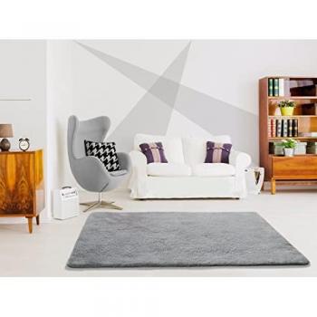 Alfombra Tipo Shaggy Lavable Alpaca Liso Plata 160x230 cm