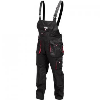 Mono de trabajo Yato YT-8034, color negro, material resistente, diseño ergonómico, múltiples bolsillos, cierre frontal con cremallera, ajuste en cintura y tobillos