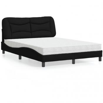 Cama con colchón negro 140x190 cm en tela Vidaxl