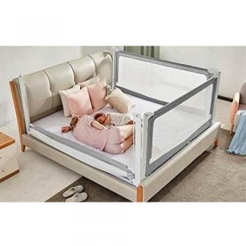 Innovaciones MS - Barrera De Seguridad Bebe Tall Cm - 105 Cm Y 90 Cm + Enganches - Muy Alta Y Resistente Con Mecanismo De Bajada- Gris