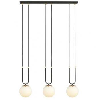 Lámpara de Suspensión Glam EPIKASA, Acero con recubrimiento de polvo y Vidrio, Negro y Blanco, 70x115x15 cm