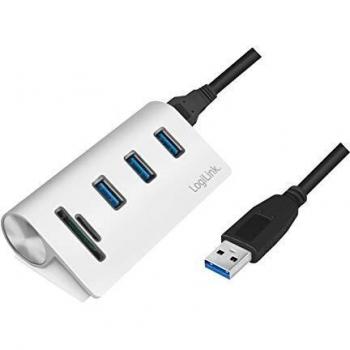 Hub USB 3.0 LogiLink CR0045, 3 Puertos con Lector de Tarjetas SD/microSD, Carcasa de Aluminio Plata