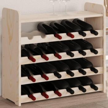 Botellero con tablero superior de madera maciza de pino 67,5x25x60 cm Marrón