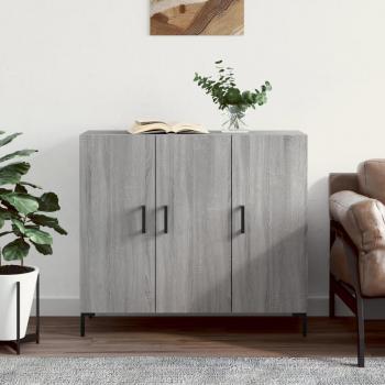 Aparador de madera de ingeniería 90x34x80 cm en color gris Sonoma, mueble de almacenaje para salón, buffet, armario auxiliar y armario de almacenamiento