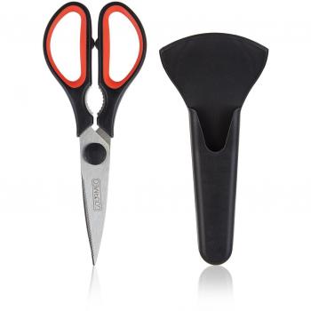 GOURMEO Tijeras de Cocina para Uso Intensivo - Tijera de Acero Inoxidable Afilada con Funda Metálica Protectora - Para Cortar Pescado, Pollo, Carne, Verduras y Hierbas