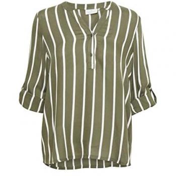 Kaffe Stridy Green Regular Fit Long Sleeve Blouse for Women