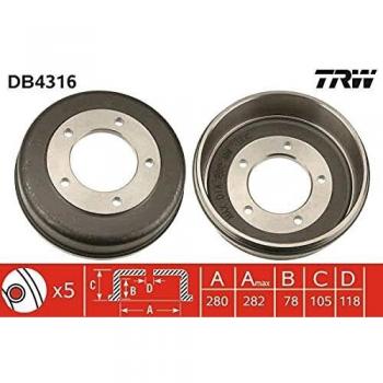 Tambor de freno TRW DB4316 - Alta calidad y durabilidad