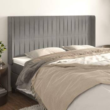 Cabecero con orejas de terciopelo gris claro 163x16x118/128 cm vidaXL