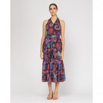 Vestido midi estilo halter de cuello redondo Niza