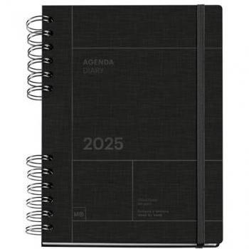 Agenda Anual 2025 Miquelrius 155x213 mm Wire O Semana Vista Sostenible Negro