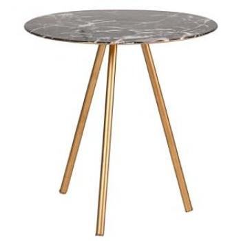Adda Home Mesa Auxiliar Metal Dorado Efecto Mineral 46x46x45 Cm - Alta Calidad