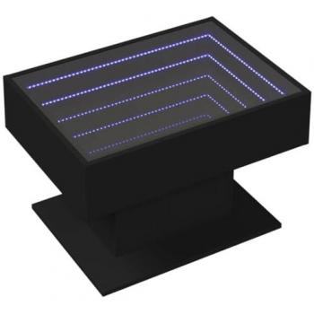 Mesa de centro con LED madera de ingeniería negro 70x50x45 cm