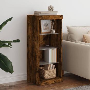 Aparador con luces LED roble ahumado 41x37x100 cm Mueble de Almacenaje de Salón, Armarios con Puertas, Cajón de Madera, Buffet para salón Moderno, Armario Auxiliar