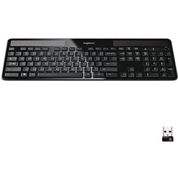 Logitech K750 Teclado Inalámbrico Solar para Windows, Inalámbrico de 2,4 GHz con Receptor Unificador USB, Ultrafino, Compatible con PC, Portátil, Disposición QWERTY Español - Negro