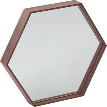 Espejo hexagonal nogal Angel Cerda 3039C, Chapa Nogal, 46 x 40 x 6 cm