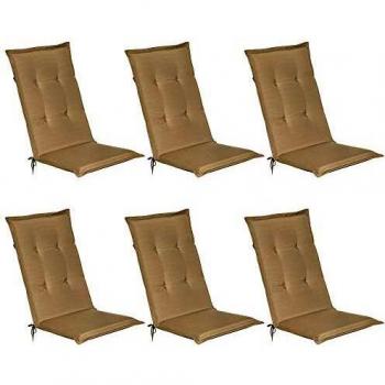 Set de 6 Cojines para Sillas Tumbonas con Respaldo Alto - 120x50x6 cm Naturaleza