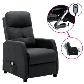 Sillón de masaje eléctrico y reclinable de tela gris oscuro vidaXL